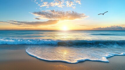 Obraz premium Sunrise Beach Waves Ocean Seascape