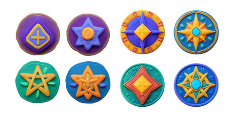 Colorful Plastic Play Dough Shapes for Creative Fun and Learning, isolated on transparent background