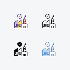 Factory Plant icons set in different style vector stock illustration