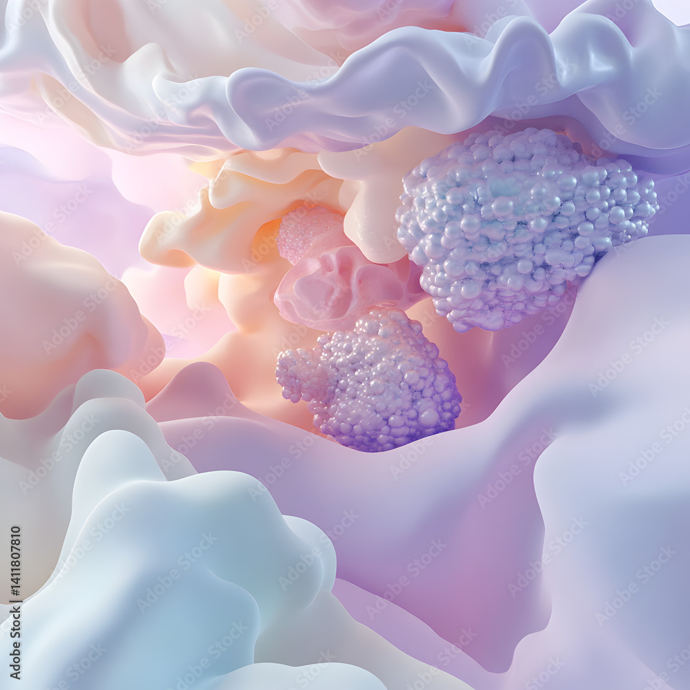 Poster abstract pastel fluid forms: dreamlike swirls of pastel-colored liquids create a visually stunning a