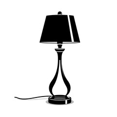 Obraz premium Elegant Black Table Lamp Silhouette Vector Illustration