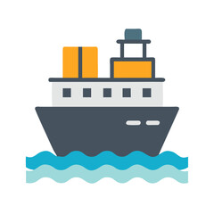 Obraz premium Cargo Ship Icon Representing Maritime Transport and Global Shipping