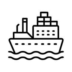Obraz premium Cargo Ship Icon Representing Maritime Transport and Global Shipping