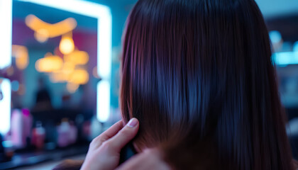 Obraz premium Friseurkunst – Haarglättung mit Perfektion