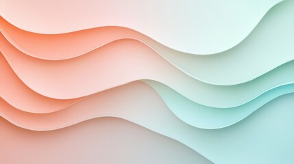 Create an abstract Japanese design with a pastel gradient of pale rose, light blue, and mint green, representing the changing seasons.