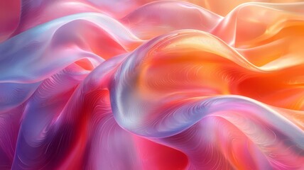 Obraz premium Vibrant flowing silk fabric in shades of pink and orange, creating a dreamy and ethereal atmosphere, perfect for fashion or abstract design themes.