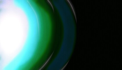 Bright vivid green and blue circular light patterns radiating on a black background