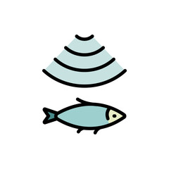 Fish Finder Vector Color Icon Design. Echo sounder radar icon. Echo sounder radar color vector icon for web design isolated on white background