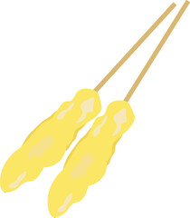 Illustration of Two Skewers of Satay