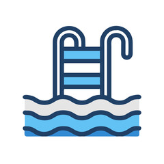 Pool Ladder Icon Representing Swimming Pool Access and Aquatic Safety
