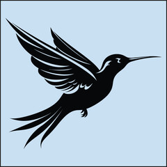 Obraz premium Silhouette of a Hummingbird, Bird 