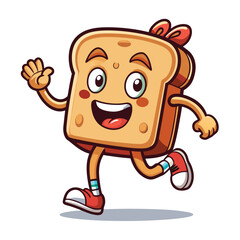 Fototapeta premium Cute Running Bread Character