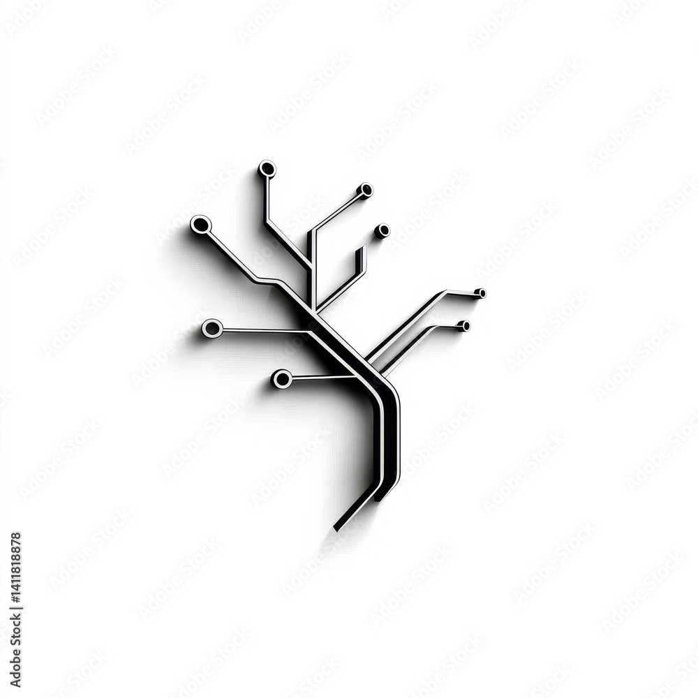 Poster abstract black and white technology circuit board illustration with a sleek and modern design