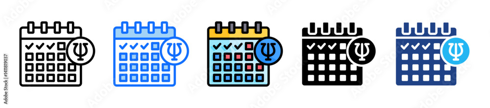 Poster schedule icon set multiple style collection