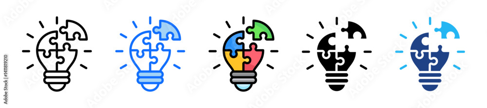 Aufkleber problem solving icon set multiple style collection