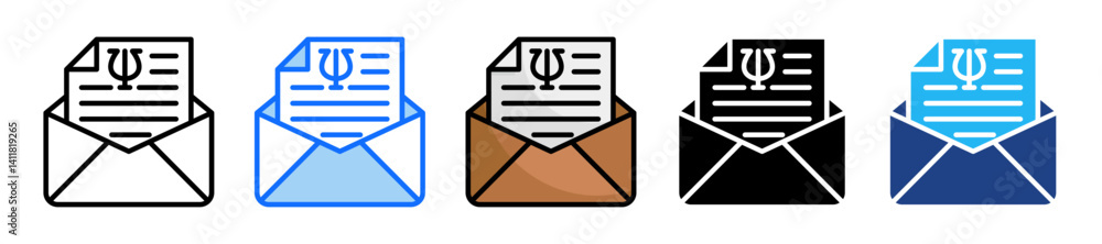 Poster email icon set multiple style collection