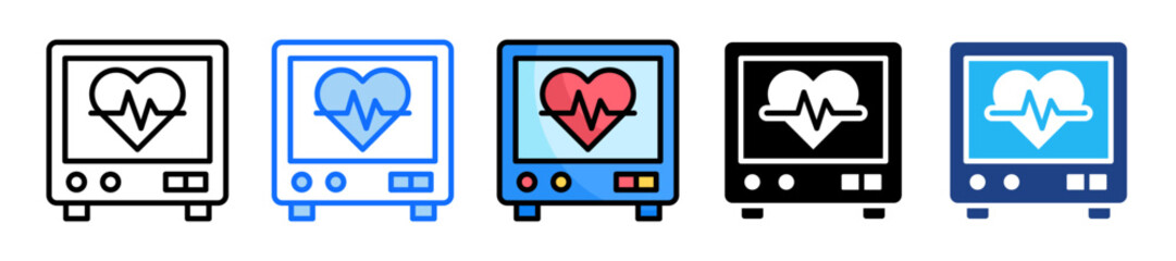 Heart Rate Icon Set Multiple Style Collection