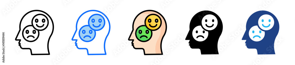 Poster bipolar icon set multiple style collection