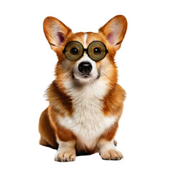 Obraz premium Corgi with fake mustache and monocle acting fancy 