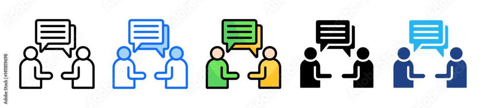 Poster conversation icon set multiple style collection