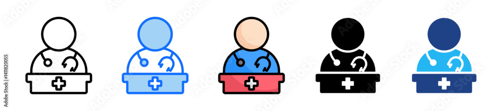 Poster doctor icon set multiple style collection