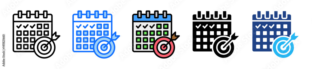 Poster target icon set multiple style collection