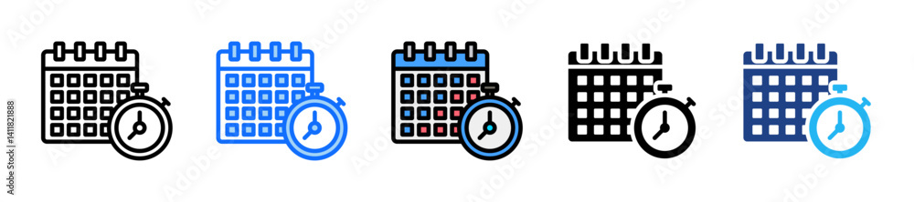 Poster deadline icon set multiple style collection