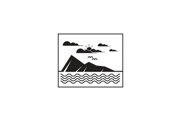 simple logo mountain illustration for adventure brand design
