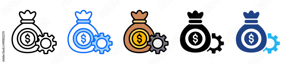 Poster finance icon set multiple style collection