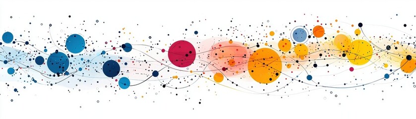 Colorful Abstract Circles with Lines and Dots Creating Dynamic Visual Flow in Modern Design