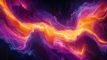 Obraz premium Abstract Cosmic Nebula with Vibrant Purple Orange Flowing Energy