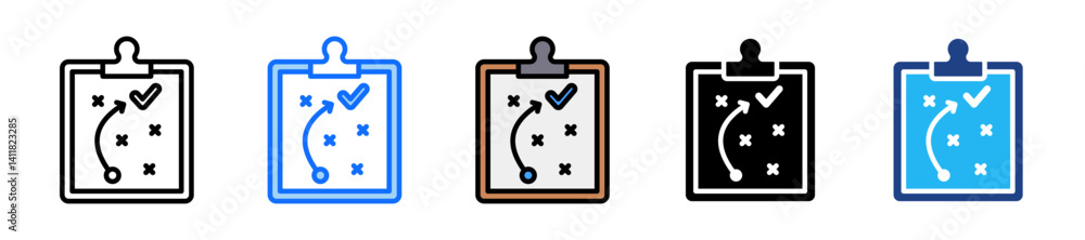 Aufkleber strategy icon set multiple style collection