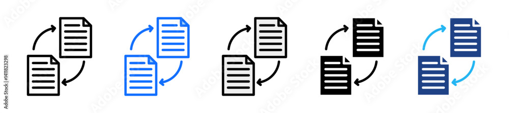 Poster file sharing icon set multiple style collection