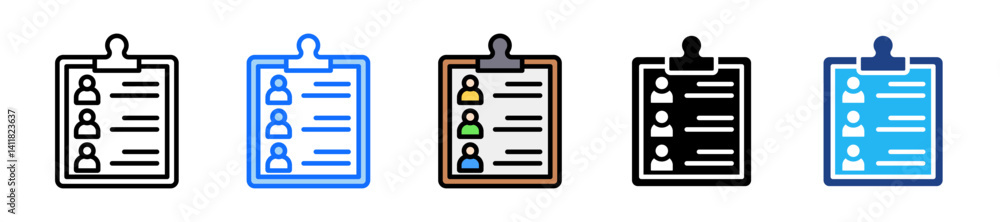 Poster People List Icon Set Multiple Style Collection