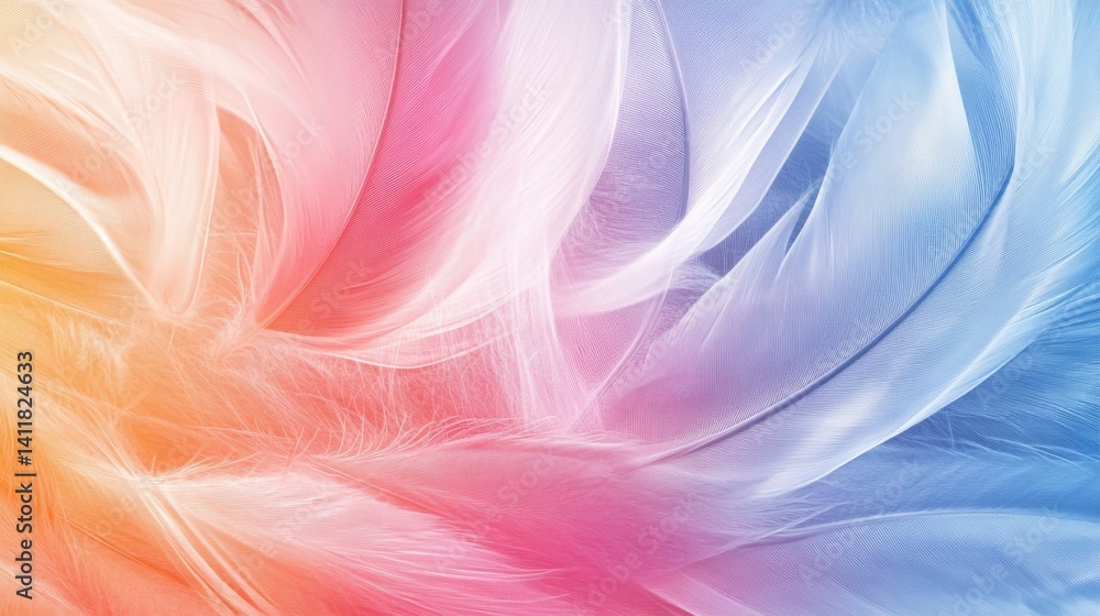 Poster abstract background featuring delicate feather pattern with soft blended colors for elegant and sere