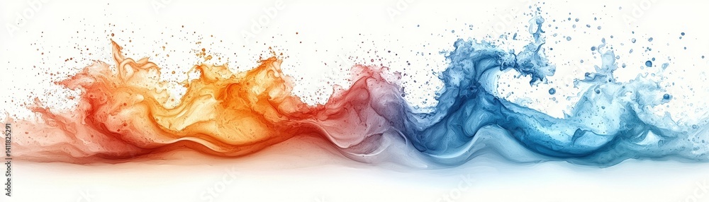 Poster fluid waves of colorful paint splashes creating a beautiful art background for designs