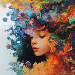 Abstract colorful woman portrait art