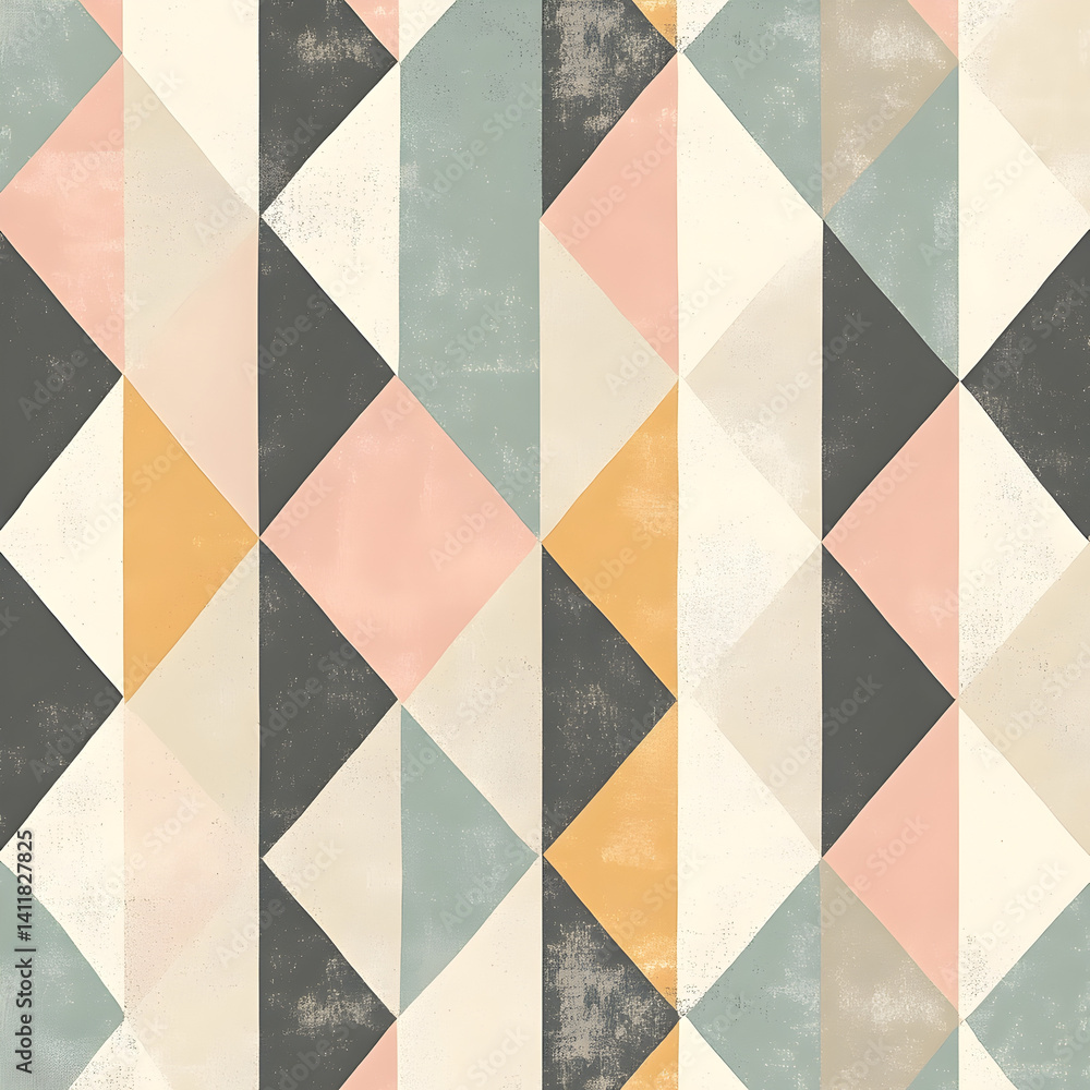 Poster geometric harmony: a captivating geometric composition of triangles and rectangles in a harmonious p