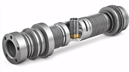 section of aluminium ingot showing inner structure, studio lighting, pure white backdrop, detailed cross-section, technical feel, macro focus, educational and industrial design friendly Aluminium 