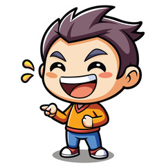 Naklejka premium Happy cartoon boy pointing