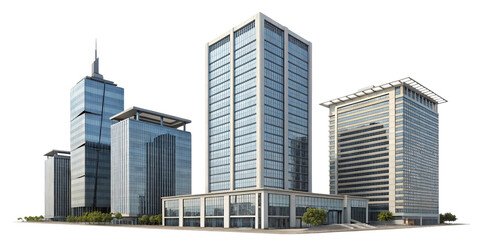 3D Model of Modern Skyscrapers, Isolated on Transparent Background, Cityscape, Architecture, Building, skyscrapers, city, 3d model