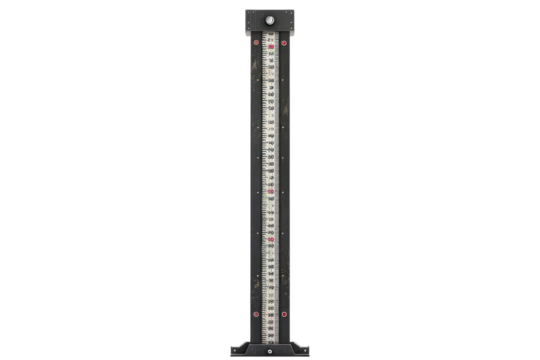 An artistic depiction of a vintage measuring stick resting upright on a minimalist background, showcasing craftsmanship and precision isolated on transparent background