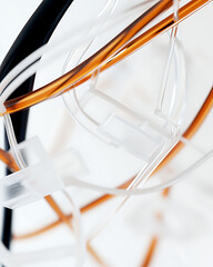 Electrician wiring electrical outlets in a new home. Featuring precision and safety