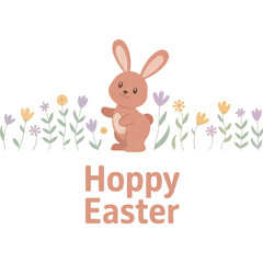 Fototapeta premium Hoppy Easter Floral Bunny Silhouette