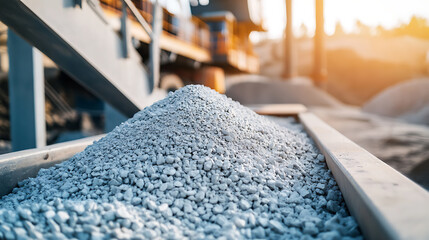 Operator supervising the transport of lithium ore at a mining site. Featuring ore transport