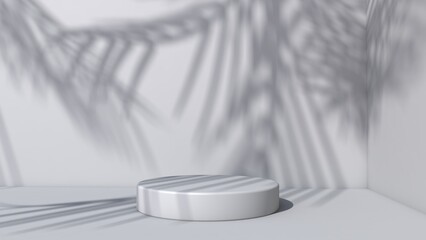 Background rendering with 3d podium and wall scene abstract background. 3D illustration, 3D rendering	