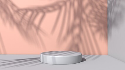 Background rendering with 3d podium and wall scene abstract background. 3D illustration, 3D rendering	