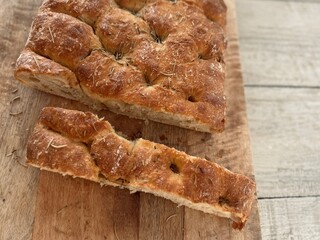 Freshly Baked Rosemary Focaccia on the Table.