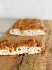 Freshly Baked Rosemary Focaccia on the Table.