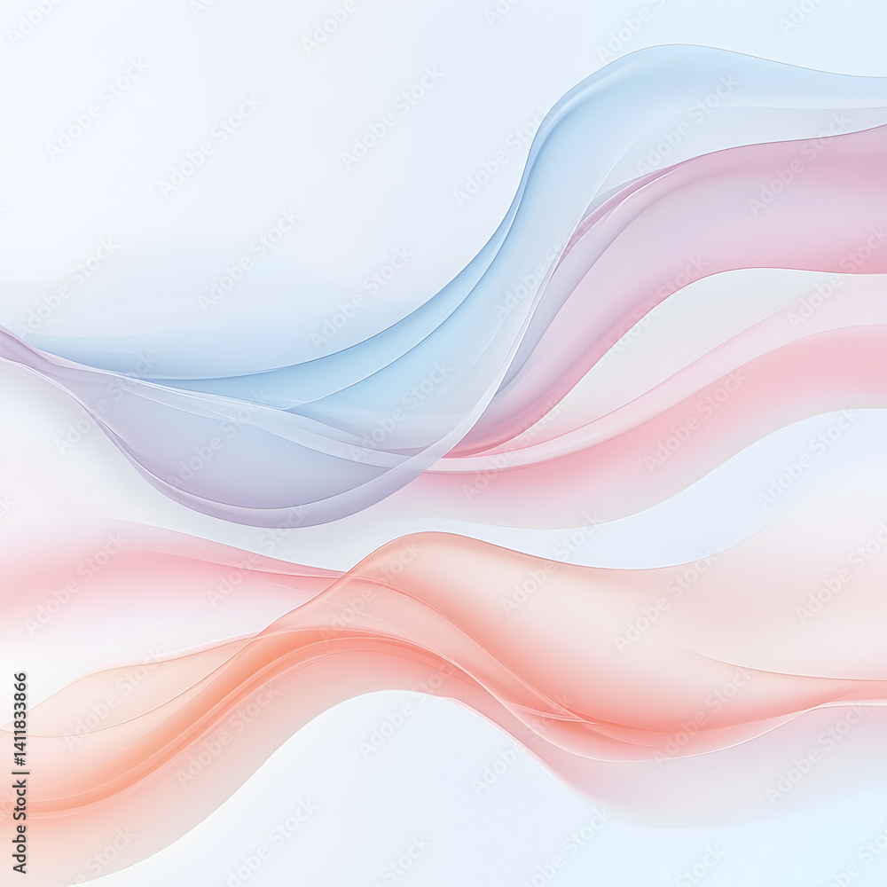 Poster abstract wave harmony: delicate flowing waves of color intertwine in a modern and elegant compositio